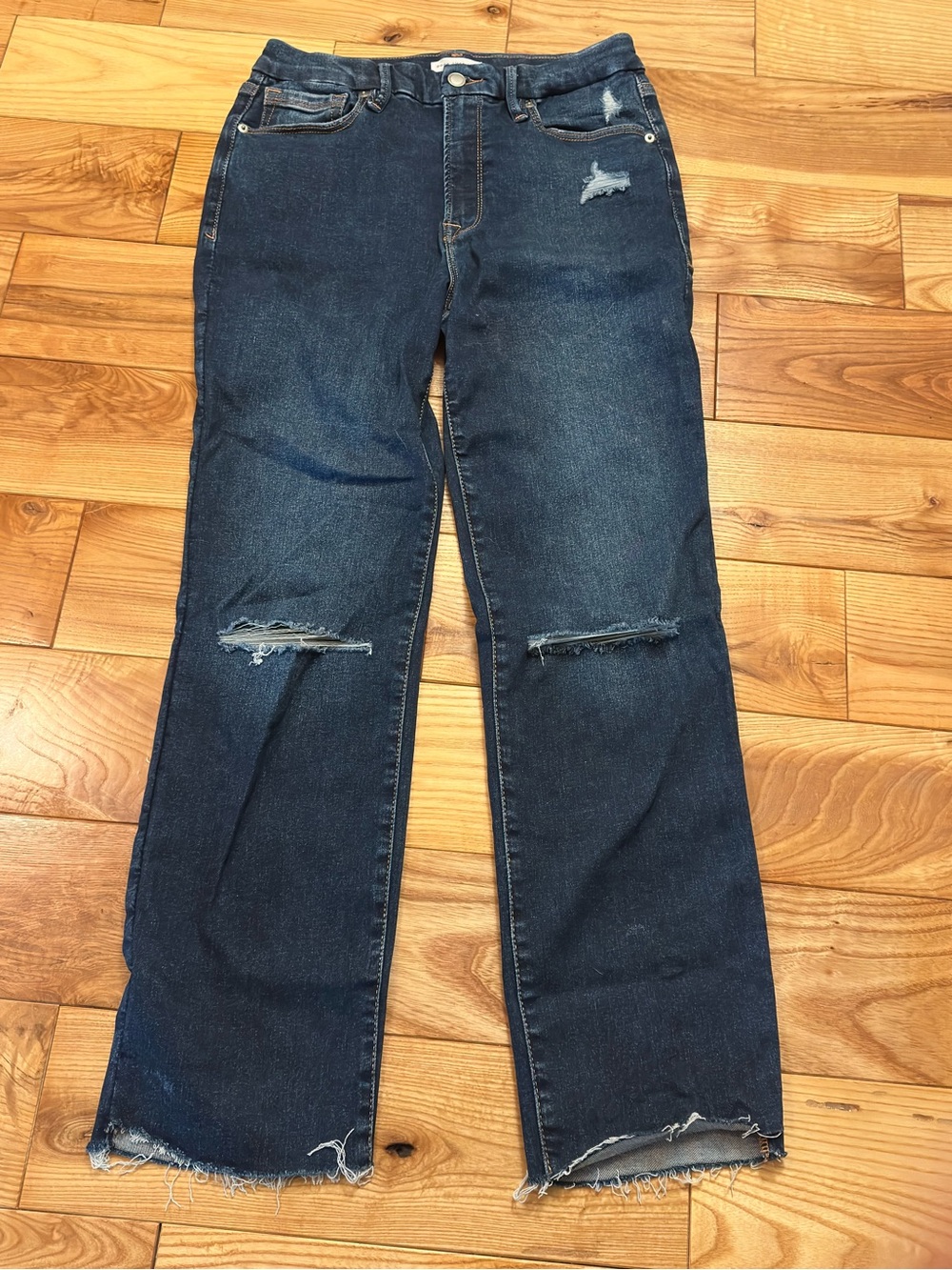 Good American Always Fits Good Legs Distressed Straight Leg Jeans, Sz 6-12